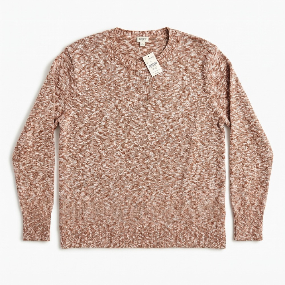J.Crew L Brown Marled Crewneck Sweater NWT Womens Cozy Casual Boho